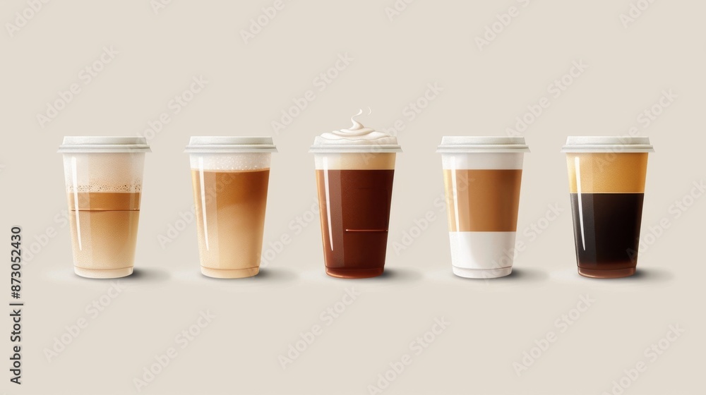 Coffee Drinks in Disposable Cups Coffee Drinks in Disposable Cups