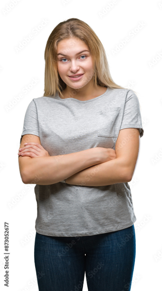 Young caucasian woman over isolated background happy face smiling with crossed arms looking at the camera. Positive person. Young caucasian woman over isolated background happy face smiling with crossed arms looking at the camera. Positive person.