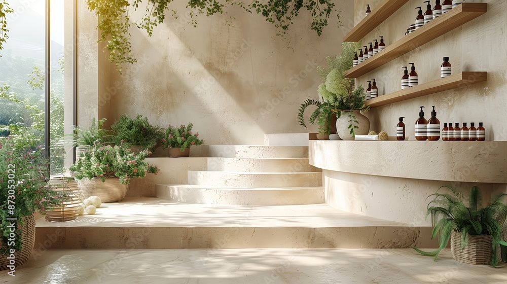Obraz premium Modern Interior Design With Sunlight Streaming Through Window