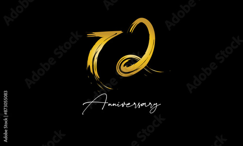 Number 72 Anniversary Handwriting Gold Abstract Logo photo