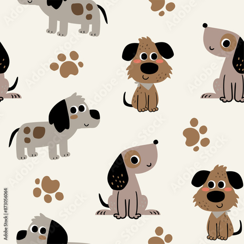 pattern design for baby fashion with cute puppy cartoon drawing as vector