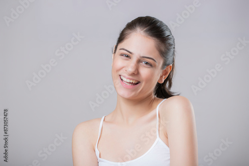 Mature Glamour Model Tilted Her Head To The Side And Smiling