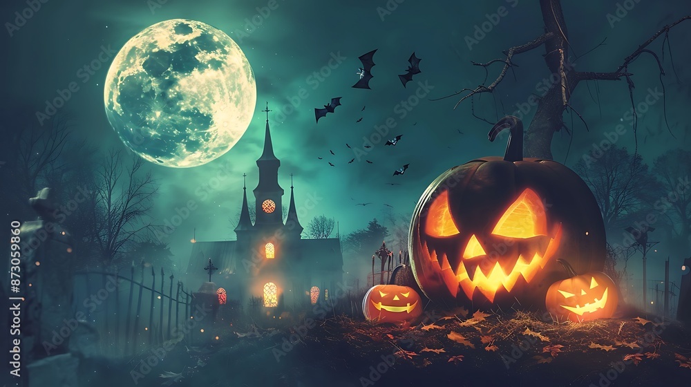 Spooky Halloween Night with a Haunted Church Spooky Halloween Night with a Haunted Church