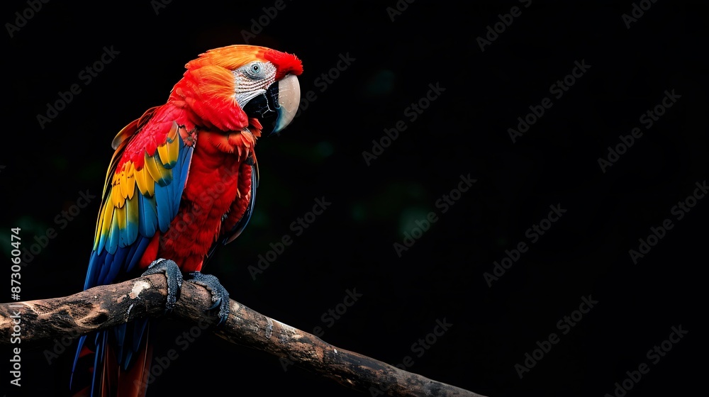 Obraz premium Scarlet Macaw Perched on a Branch