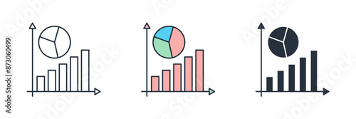 Graphs and charts Icon. Business Financial theme symbol vector illustration isolated on white background
