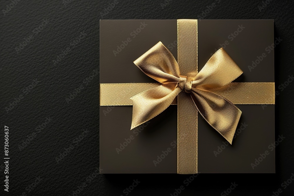 Black gift box on black background with empty space for text. Black Friday, Boxing Day, Christmas or celebatation spacial promotion background. Black gift box on black background with empty space for text. Black Friday, Boxing Day, Christmas or celebatation spacial promotion background.