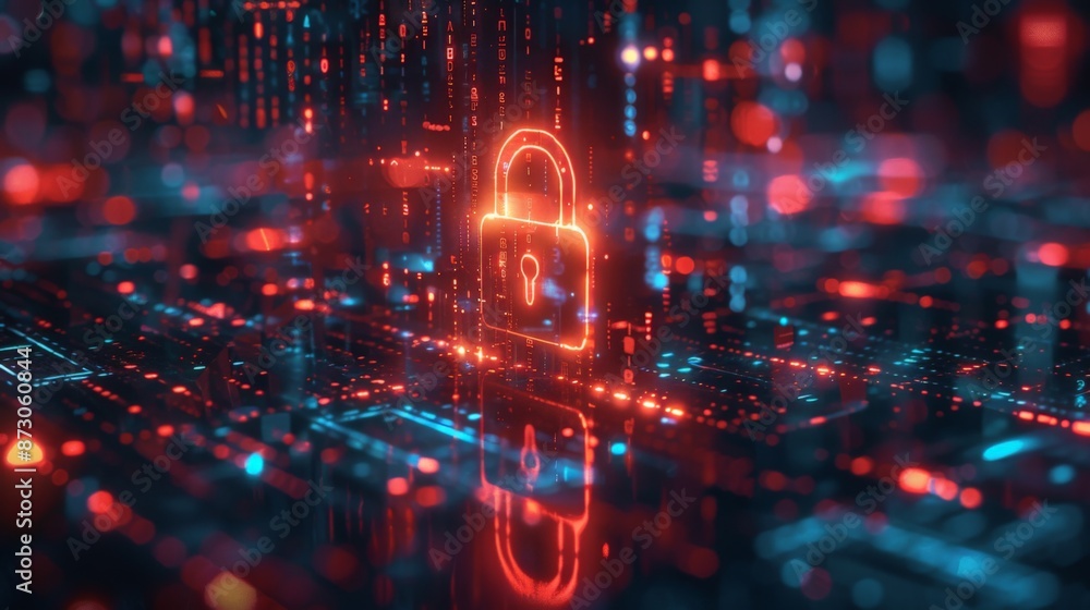 A digital representation of cybersecurity with a focus on data protection. A digital representation of cybersecurity with a focus on data protection.