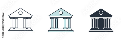 Bank building Icon. Business Financial theme symbol vector illustration isolated on white background