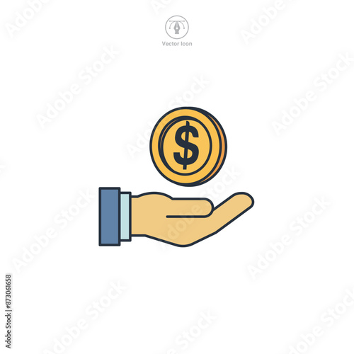 save money, Dollar in hand Icon. Business Financial theme symbol vector illustration isolated on white background