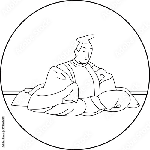 線画円形百人一首　春道列樹