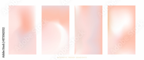 Nude gradient stories set. Abstract light peach, pink color vertical vector banner. Blurred light gradient background. Pastel pink smooth mesh shapes. Vector stories design template for social post