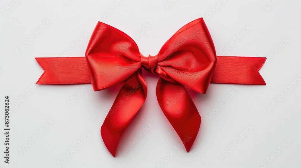 Red ribbon isolated for crafting bow on white backdrop Red ribbon isolated for crafting bow on white backdrop