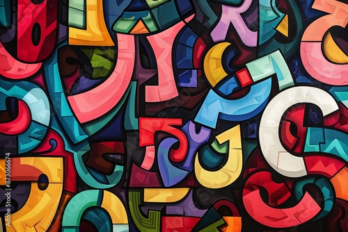 Wallpaper Mural A wall covered in colorful, abstract graffiti letters and numbers. Generative AI Torontodigital.ca