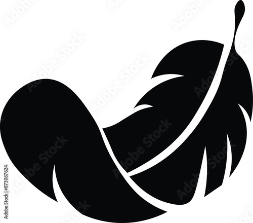 Set of Bird Feather. Feathers vector set in a flat style. Pen icon. Black quill feather silhouette. Plume let collection.vector eps10