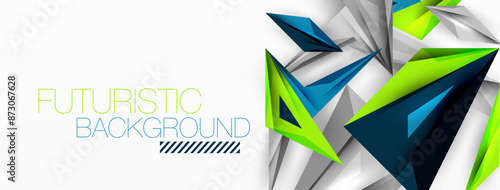 Minimal geometric abstract background. Low poly dynamic triangle design. Trendy techno business template for wallpaper, banner, background or landing