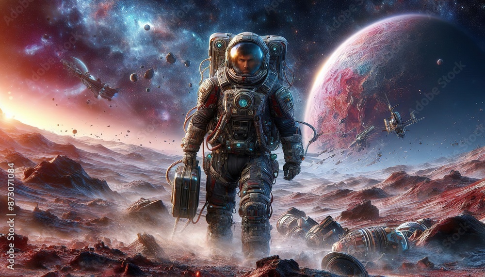 Fototapeta premium Astronauts and exploring foreign planets