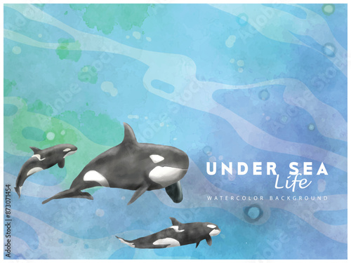 under sea life watercolor background