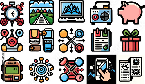 colorful technology icons