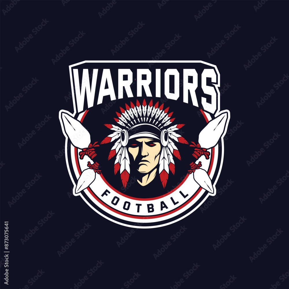 Indian chief. Logo. Vector mascot. Rugby Logo, American Logo Sport. Indian chief. Logo. Vector mascot. Rugby Logo, American Logo Sport.