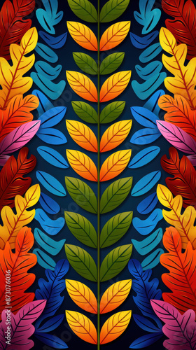 A colorful leafy tree with many different colored leaves