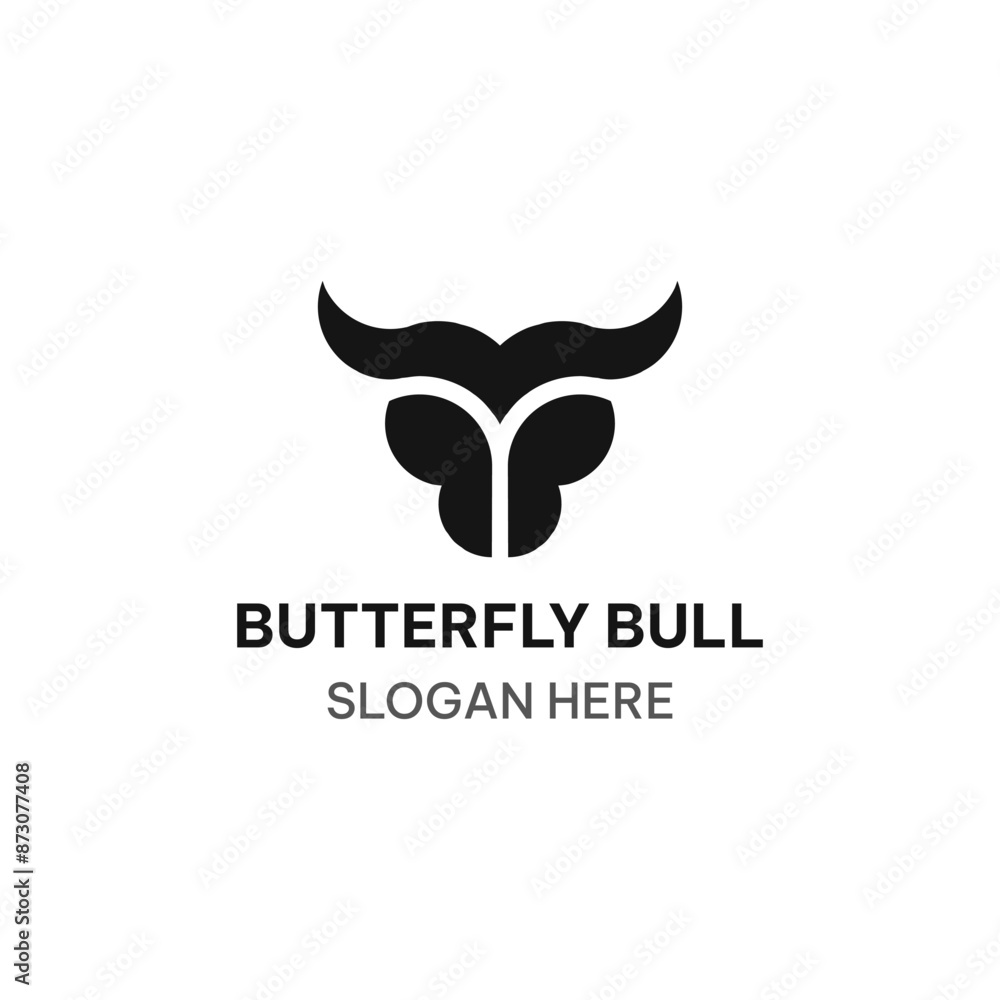 Butterfly bull logo template in flat style. Creative vector illustration Butterfly bull logo template in flat style. Creative vector illustration