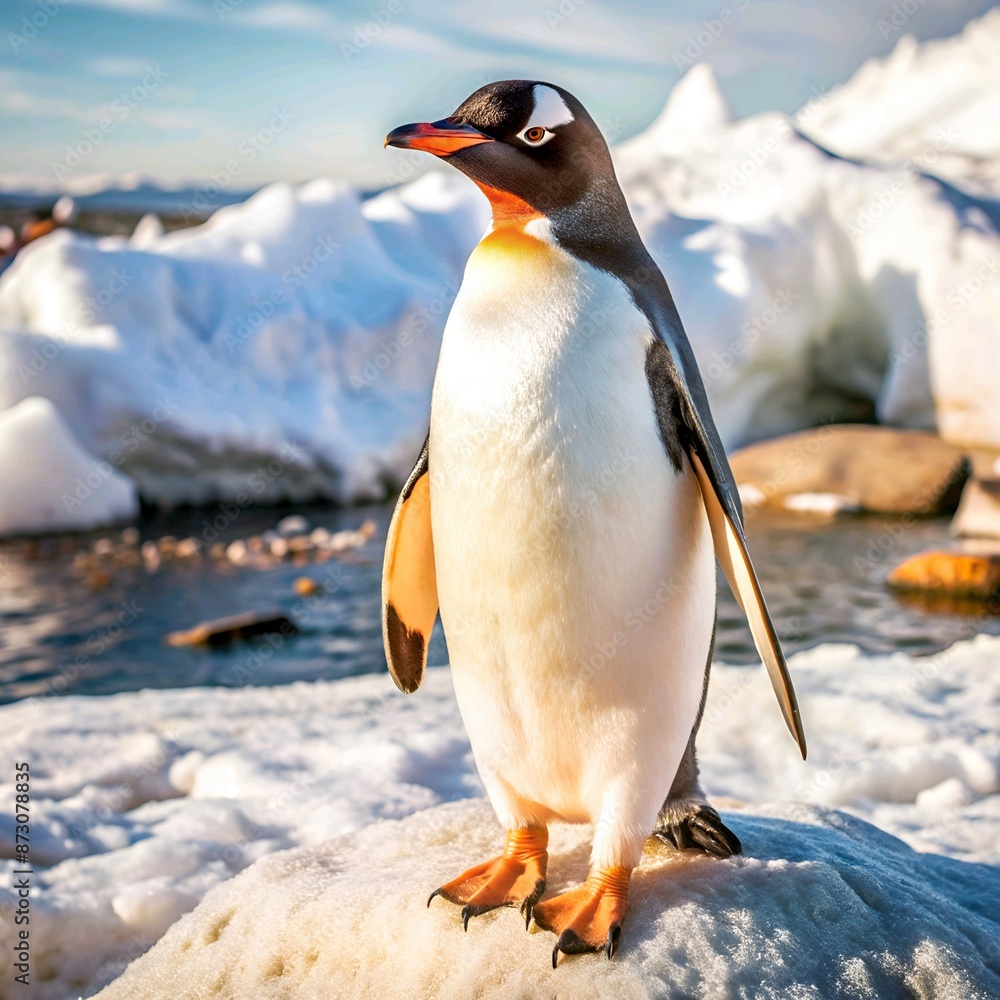 Fototapeta premium Penguin on Ice in Antarctica