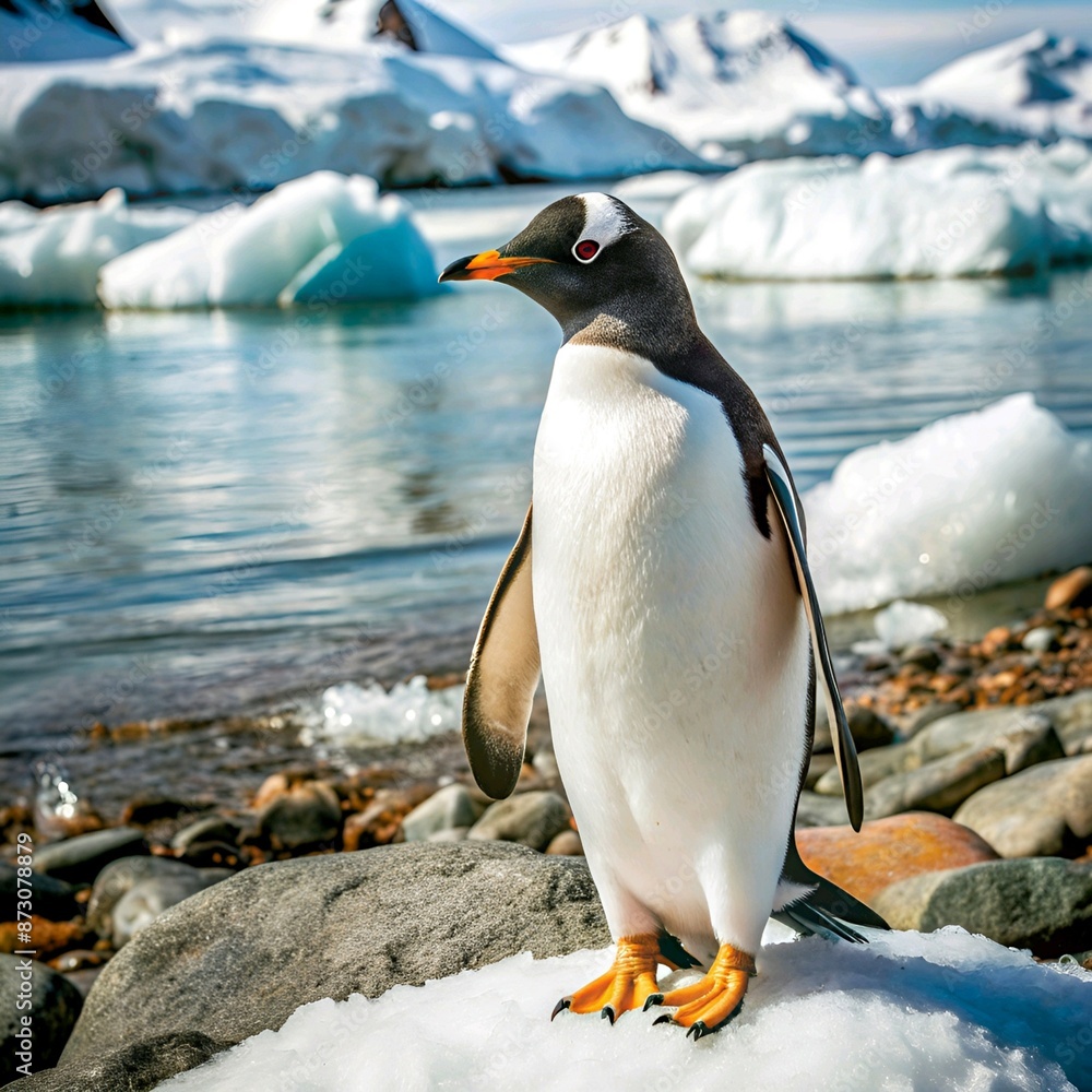 Naklejka premium Penguin on Ice in Antarctica