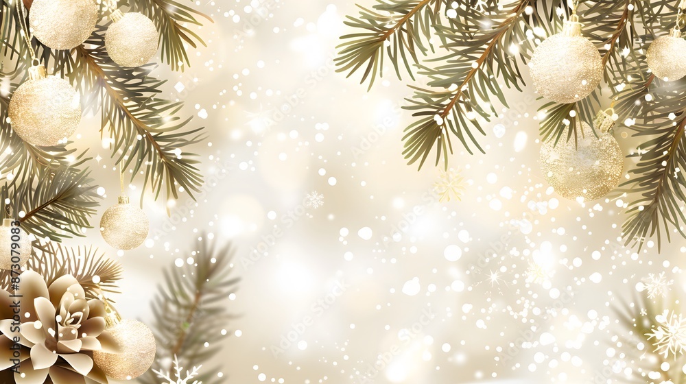 Naklejka premium christmas background with christmas tree and decorations