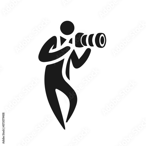 Cameraman icon vector silhouette islated on white background