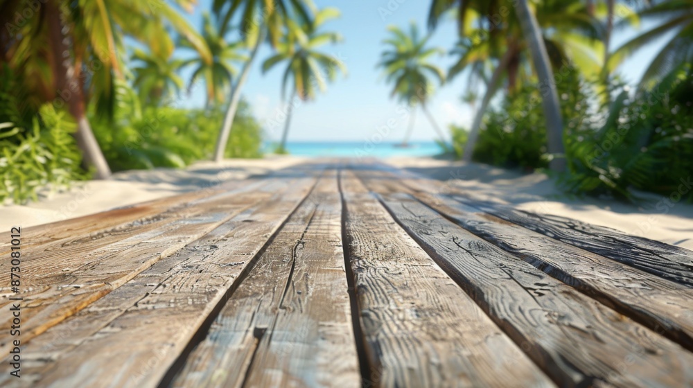 Wooden Path Through Tropical Paradise Wooden Path Through Tropical Paradise