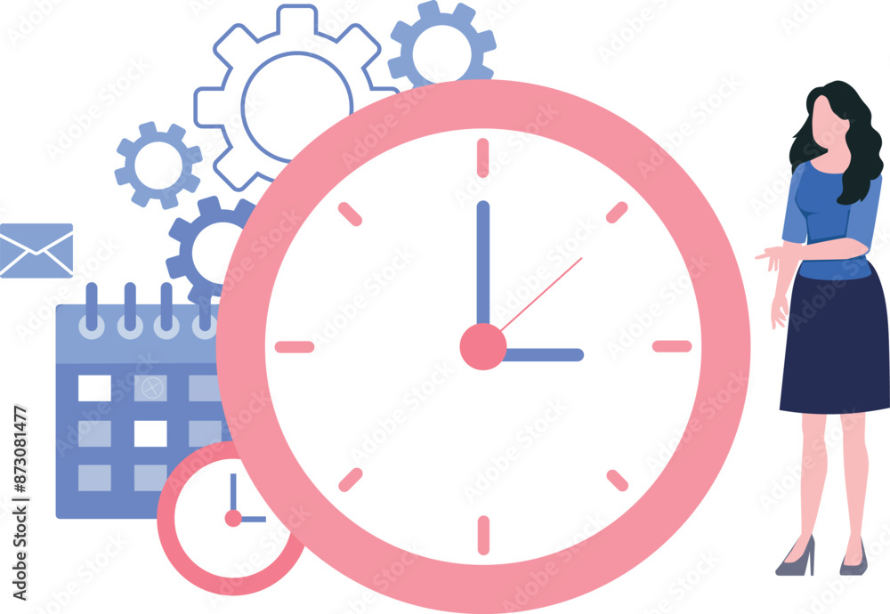 The girl is managing her time. The girl is managing her time.