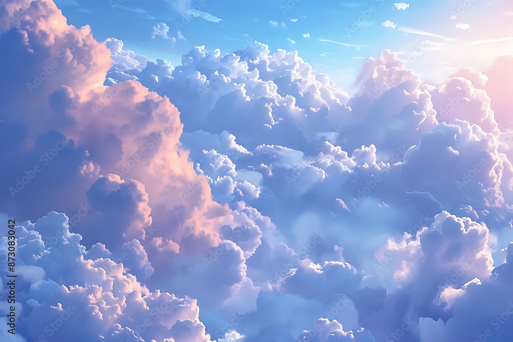 Pink and Blue Sky with Clouds Illustration Pink and Blue Sky with Clouds Illustration