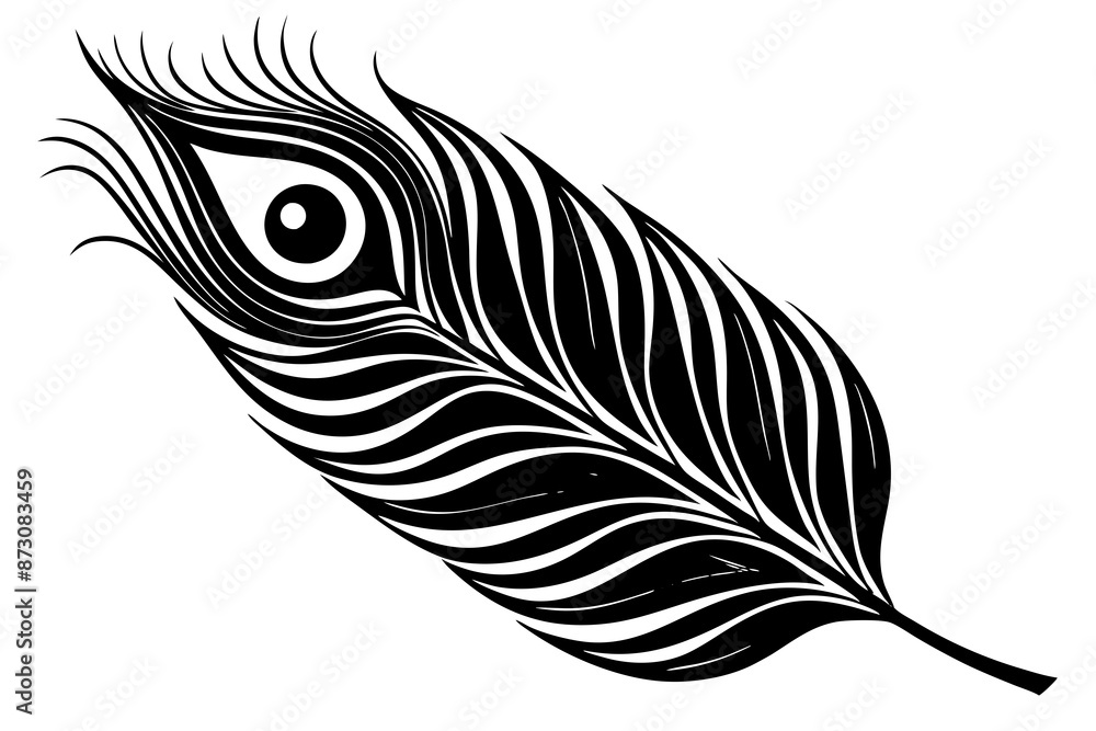 Obraz premium minimalistic black and white peacock feather