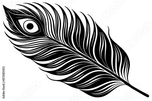 minimalistic black and white peacock feather