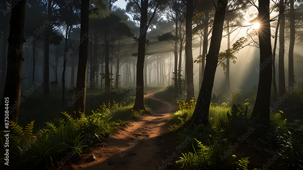 Fototapeta premium morning in the woods, ai generated