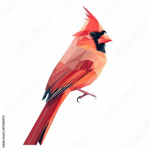 Cardinal Minimalist fashion cartoon isolated whitebackground