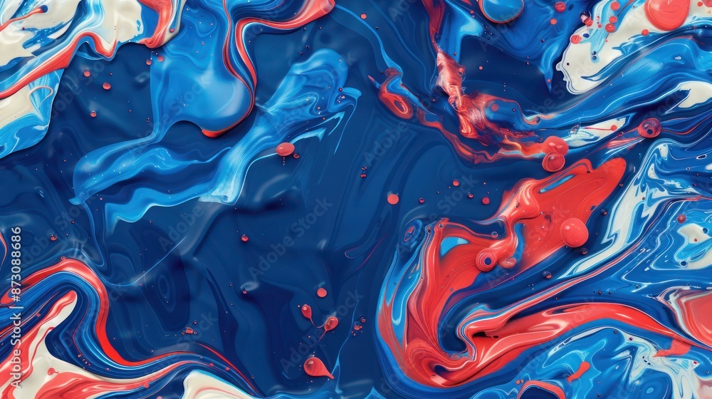 A liquid texture background in vibrant cobalt blue, coral red, and ivory, creating a striking and playful abstract composition. A liquid texture background in vibrant cobalt blue, coral red, and ivory, creating a striking and playful abstract composition.