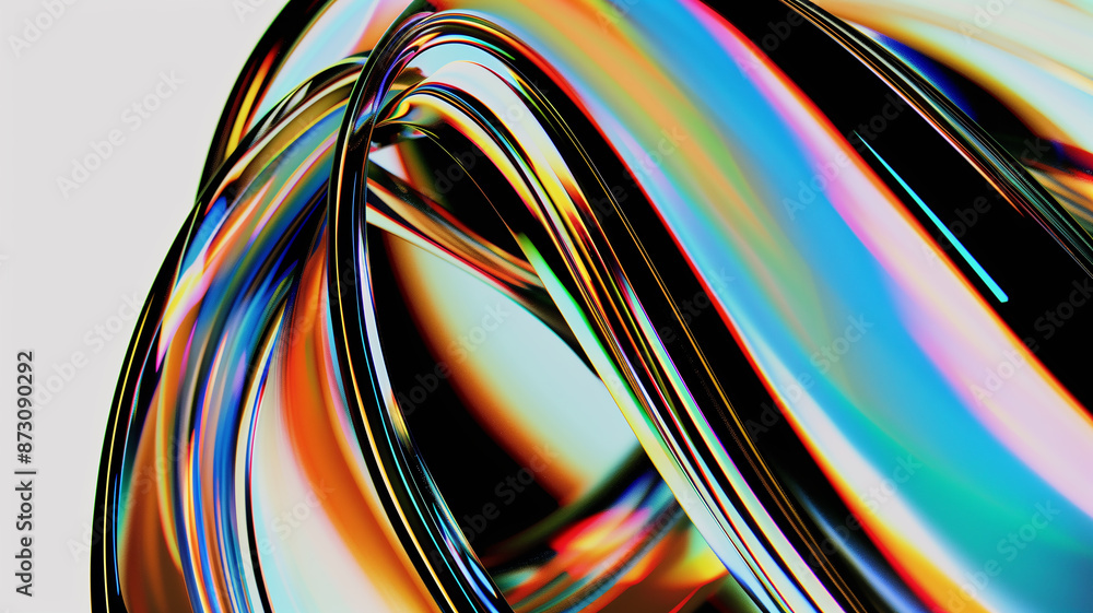 Dynamic fluid color gradient glass on white background. Mobile phone abstract digital design wallpaper.	