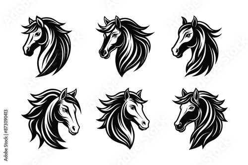 This bundle of six exquisite horse head vector silhouettes is ideal for creating stunning equine art, logos, and designs. Perfect for graphic designers, equestrians, and horse lovers.