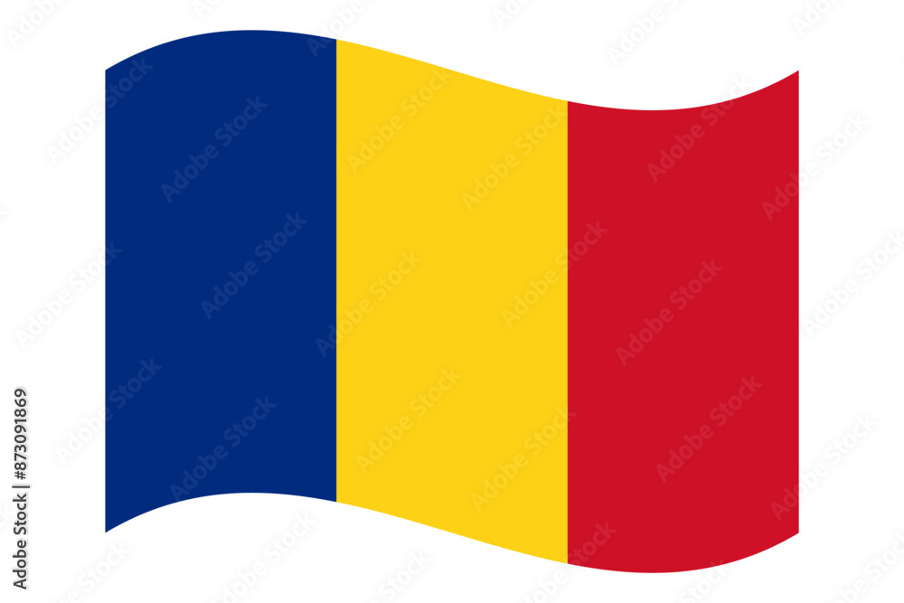 Fototapeta premium Wavy Flag of Romania, isolated on transparent background. National Day of Romania. Vector illustration