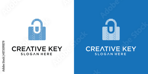 Creative lock logo design , key logo , premium vector