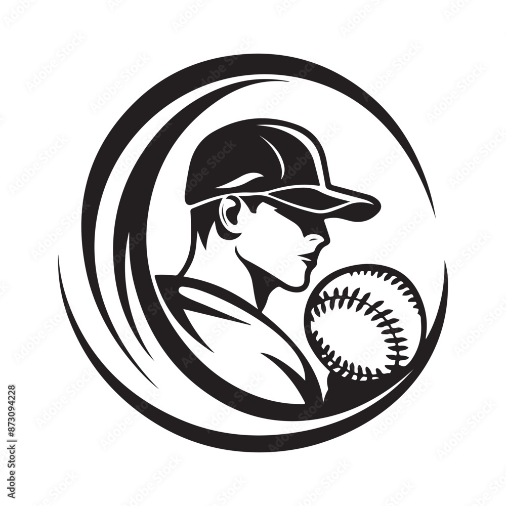 Obraz premium Baseball player logo design Vector Image isolated on white background