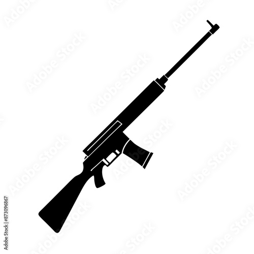 Rifle silhouette isolated on white background vector (10)