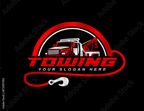 towing service logo template vector illustration for automotive on black background
