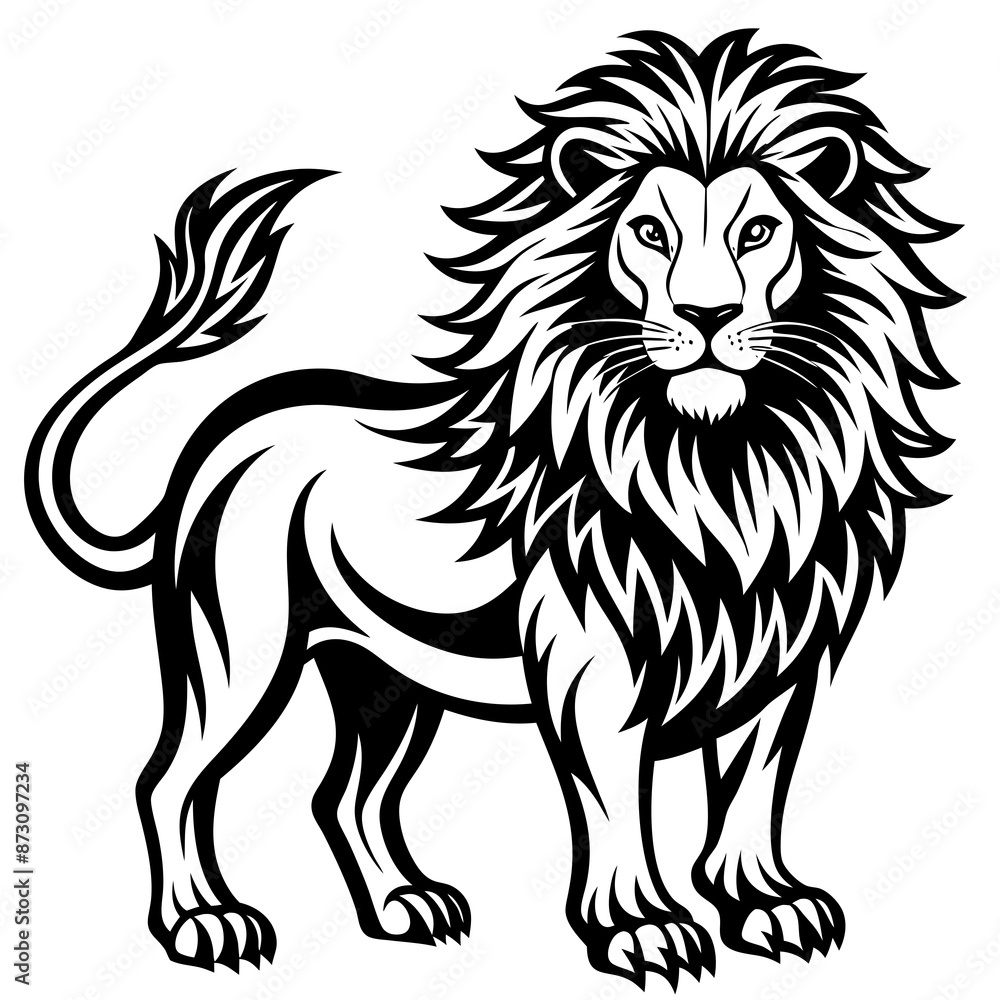 vector lion hand drawn line art isolated silhouet vector lion hand drawn line art isolated silhouet