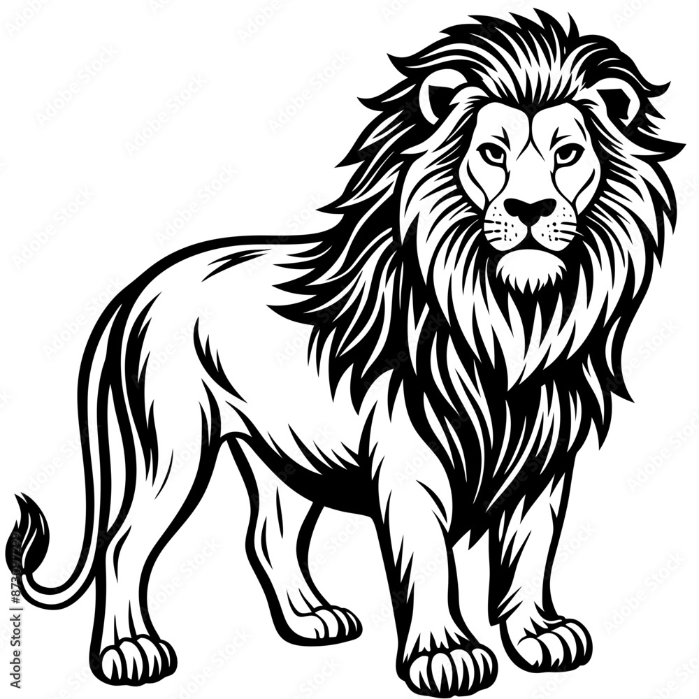 vector lion hand drawn line art isolated silhouet vector lion hand drawn line art isolated silhouet