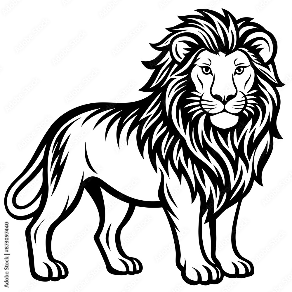 vector lion hand drawn line art isolated silhouet vector lion hand drawn line art isolated silhouet