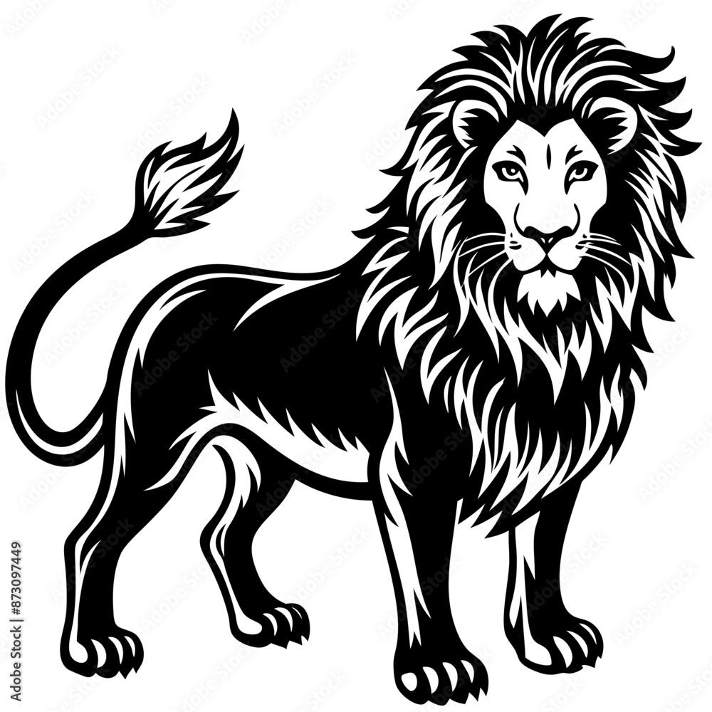 vector lion hand drawn line art isolated silhouet vector lion hand drawn line art isolated silhouet