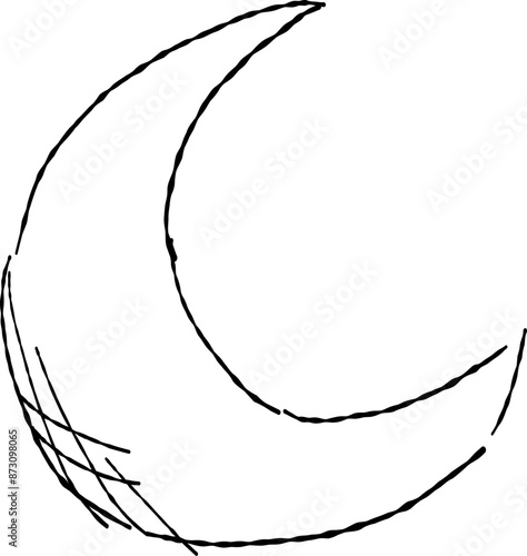 三日月のお月見手描き線画イラスト