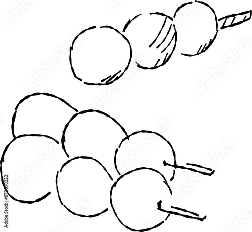 団子の手描き線画イラストセット